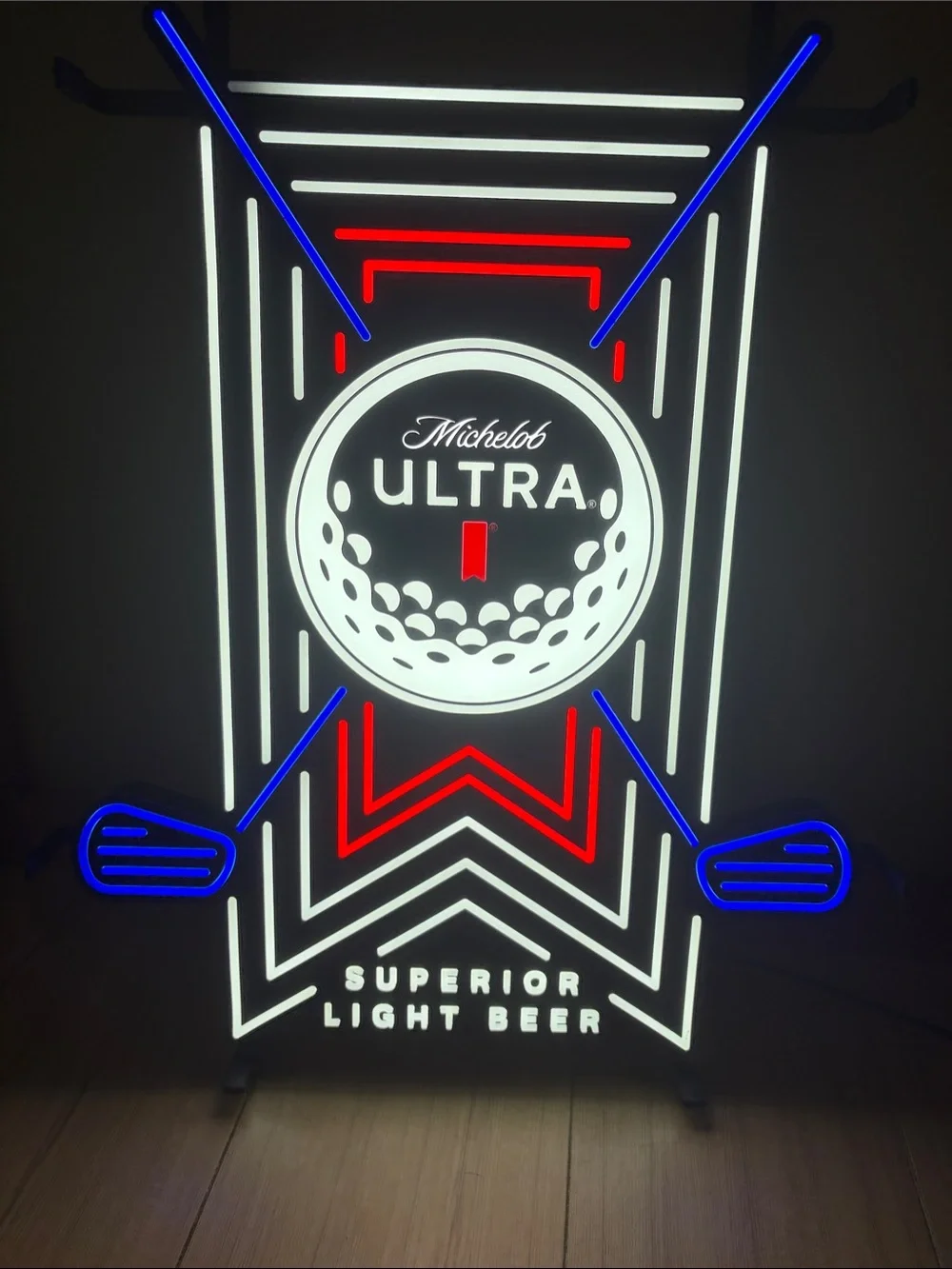Michelob Ultra Neon Golf Sign - Black, White, Blue, Red